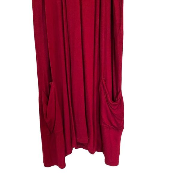 SavLaBrant Boho Maroon Red High Neck Swing Midi Dress Size Medium Sleeveless - Picture 2 of 6